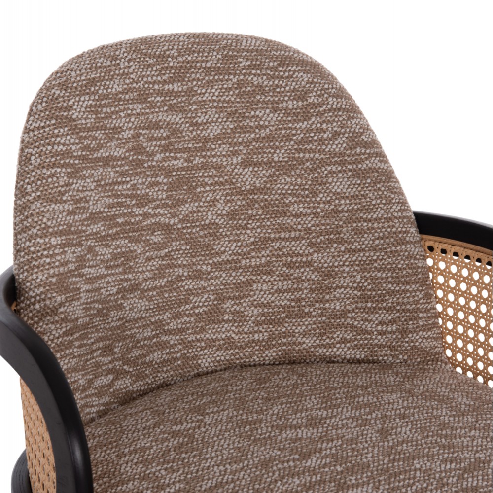 Σκαμπό μπαρ "BECKER" από plywood/ύφασμα σε χρώμα μαύρο/καφέ 50x52x100