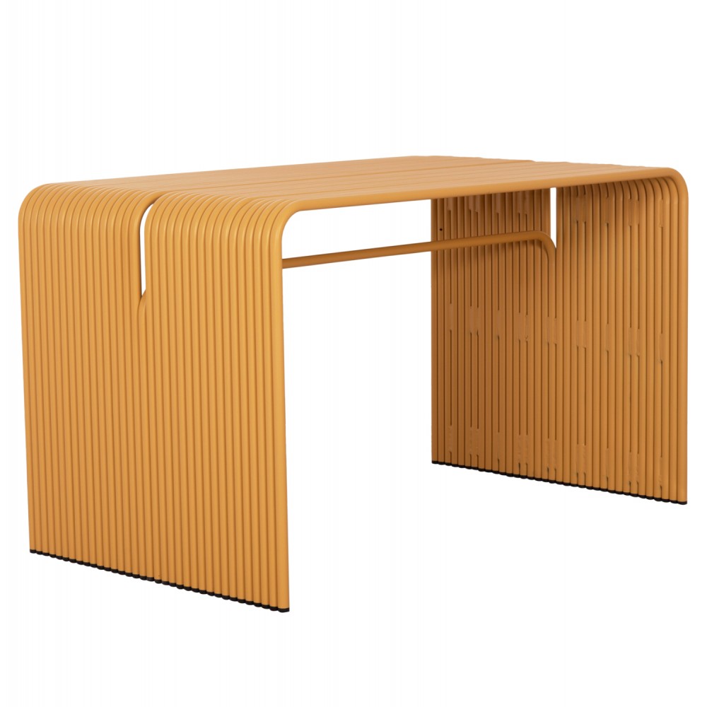 Τραπέζι τραπεζαρίας "INTREPID" από αλουμίνιο σε χρώμα μουσταρδί 120x70x70.5