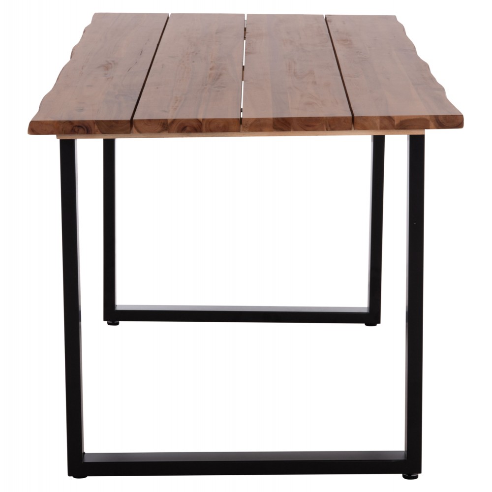 Τραπέζι τραπεζαρίας "FRIGGO" από ξύλο/μέταλλο σε χρώμα φυσικό/μαύρο 160x80x76