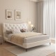 Κρεβάτι διπλό "JILL" από ύφασμα σε χρώμα μπεζ 160x200