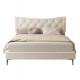Κρεβάτι διπλό "JILL" από ύφασμα σε χρώμα μπεζ 160x200