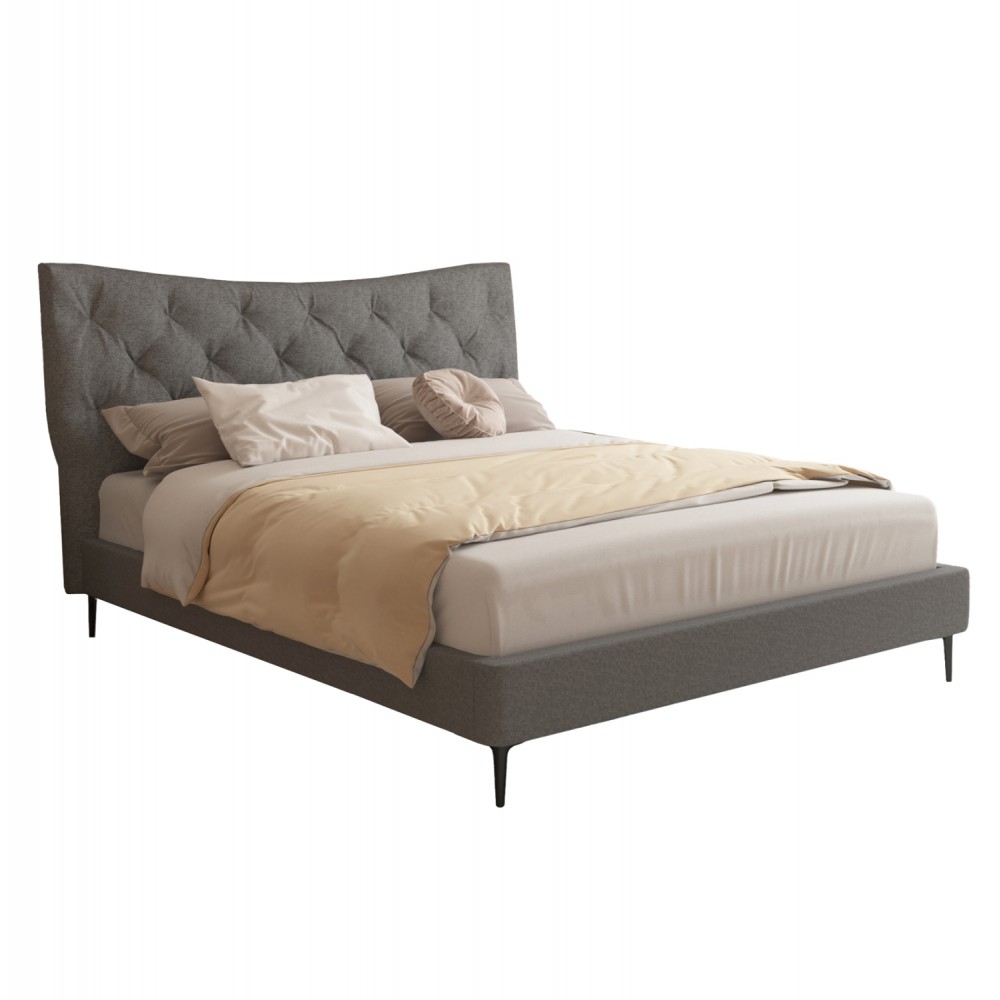 Κρεβάτι διπλό "JILL" από ύφασμα σε χρώμα γκρι 160x200