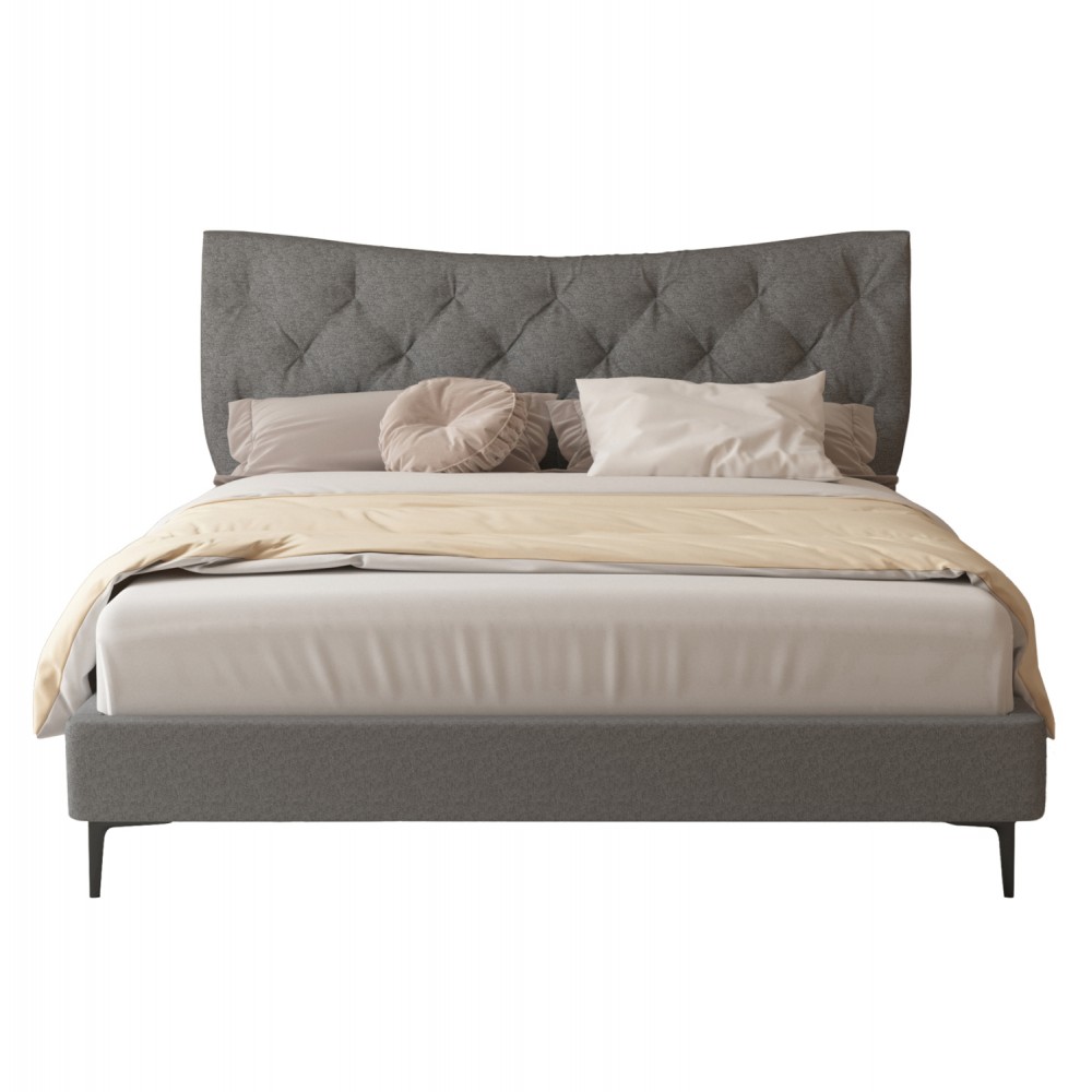 Κρεβάτι διπλό "JILL" από ύφασμα σε χρώμα γκρι 160x200