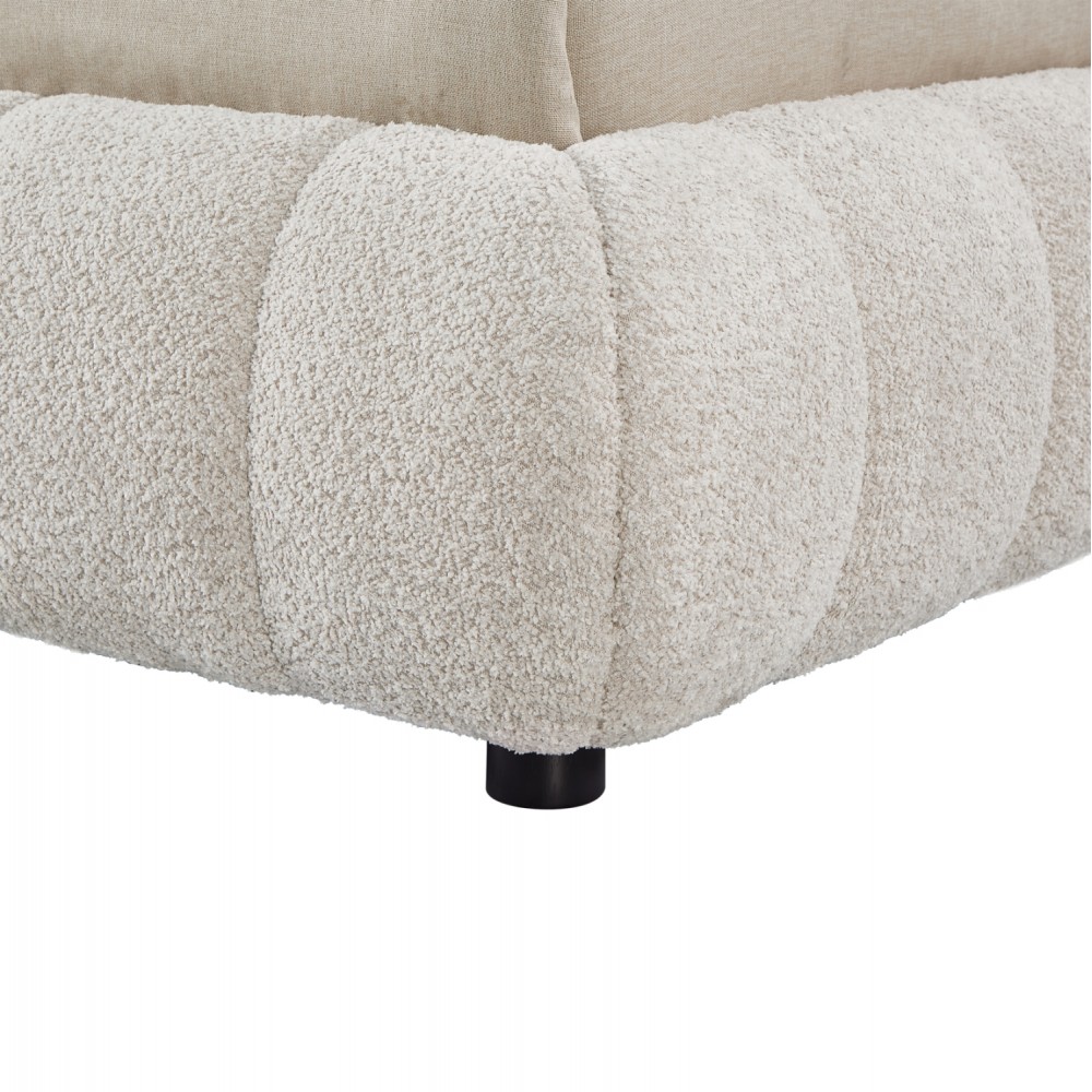 Κρεβάτι διπλό "MALFOY" με αποθηκευτικό χώρο από ύφασμα μπουκλέ σε χρώμα μπεζ 160x200