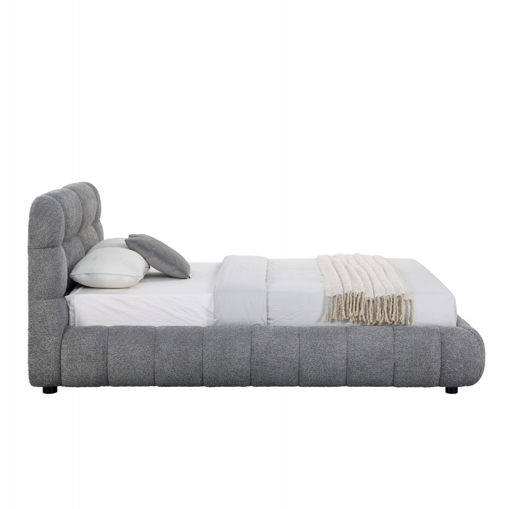 Κρεβάτι διπλό "MALFOY" με αποθηκευτικό χώρο από ύφασμα μπουκλέ σε χρώμα γκρι 160x200