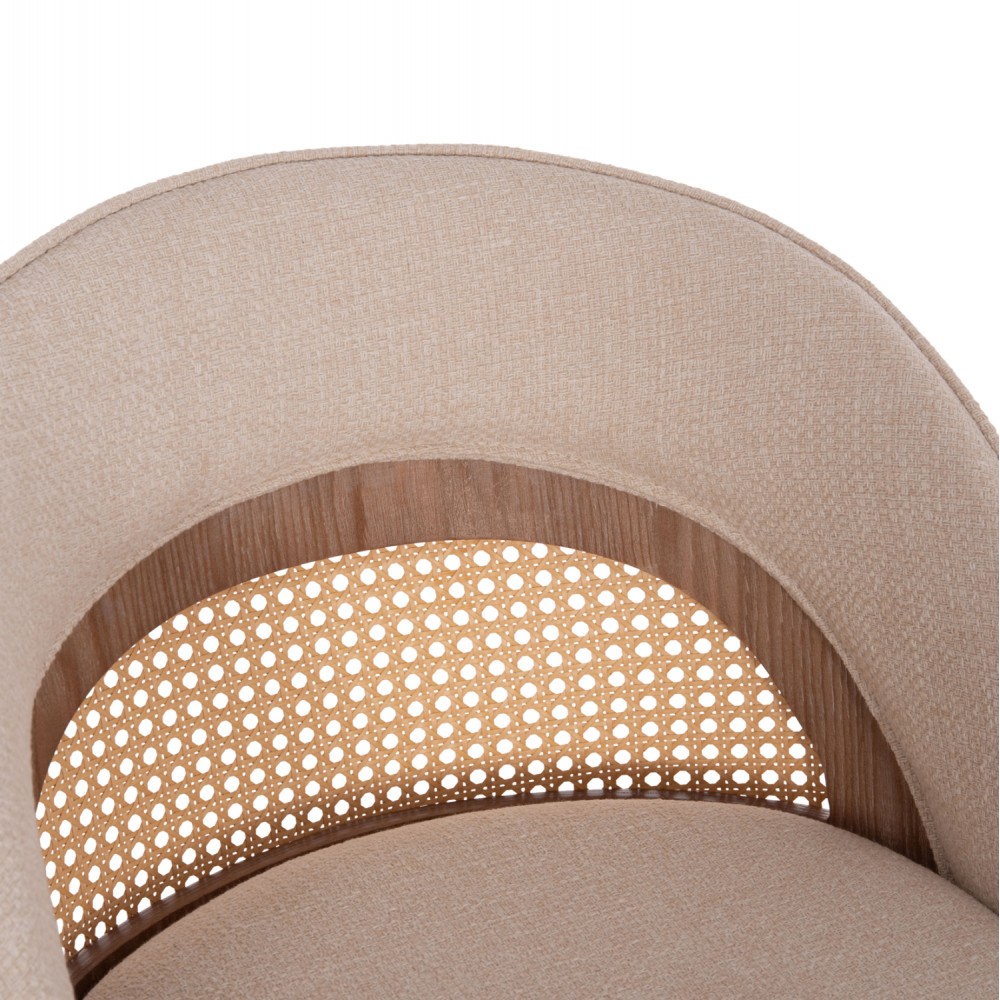 Σκαμπό μπαρ μεσαίου ύψους "RIKI" περιστρεφόμενο από ξύλο ύφασμα σε χρώμα whitewash/μπεζ 51x53x94