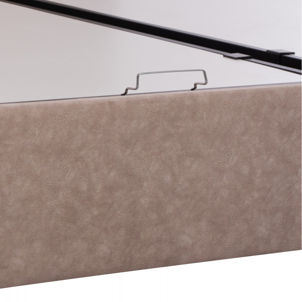 Κρεβάτι διπλό με στρώμα "DOLORES" με αποθηκευτικό χώρο από ύφασμα σε χρώμα μπεζ 160x200