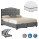 Κρεβάτι διπλό με στρώμα "MALENA" με αποθηκευτικό χώρο από ύφασμα βελούδο σε χρώμα γκρι 160x200