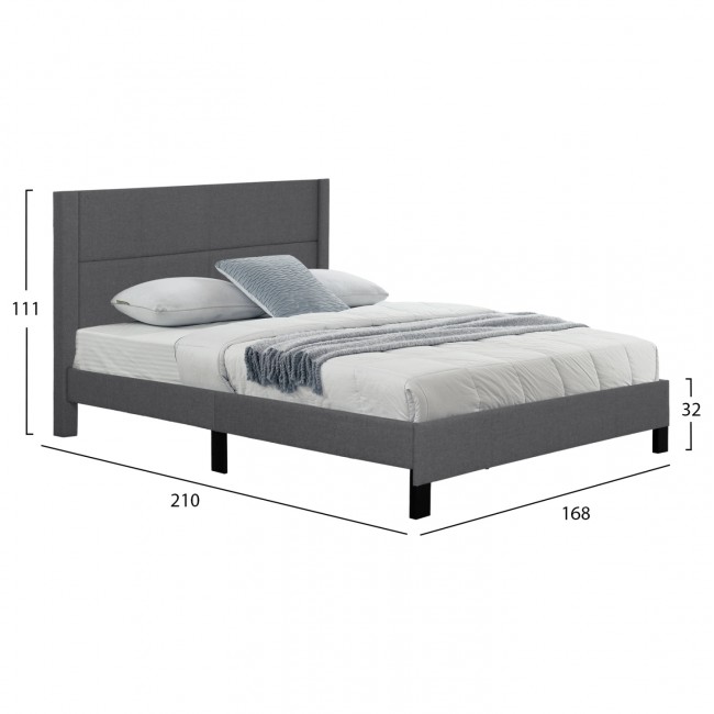 Κρεβάτι διπλό "TRILLOP" από ύφασμα σε χρώμα γκρι 160x200