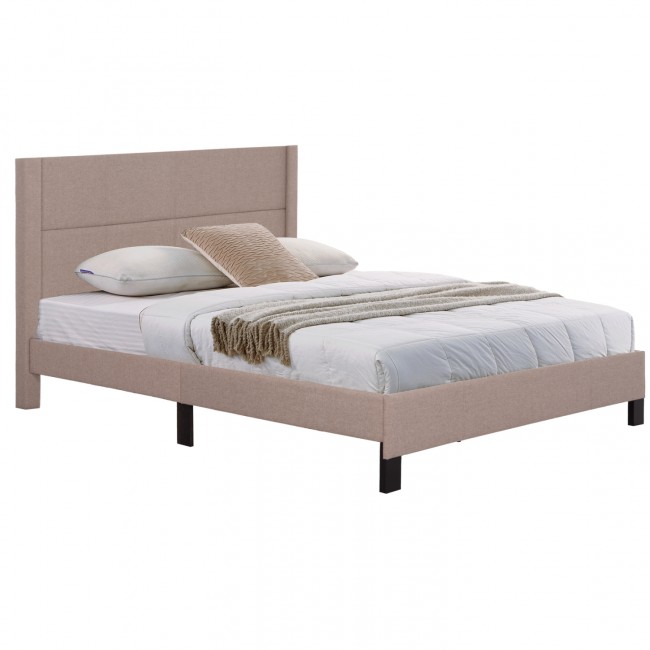 Κρεβάτι διπλό "TRILLOP" από ύφασμα σε χρώμα μπεζ 160x200