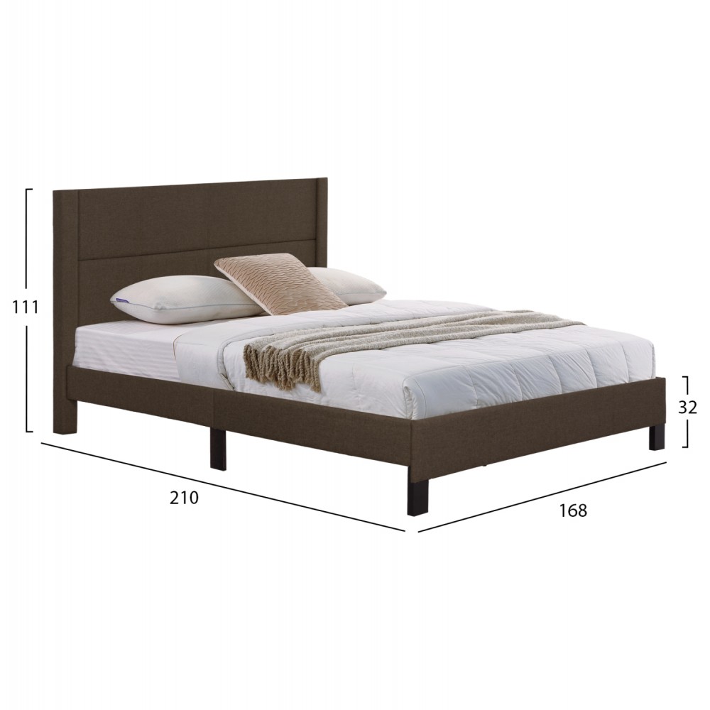 Κρεβάτι διπλό "TRILLOP" από ύφασμα σε χρώμα καφέ 160x200
