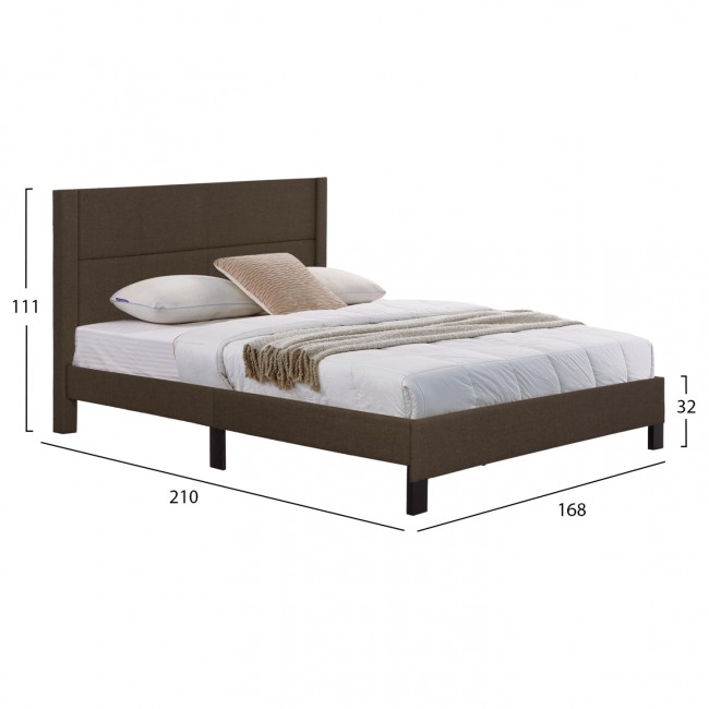 Κρεβάτι διπλό "TRILLOP" από ύφασμα σε χρώμα καφέ 160x200