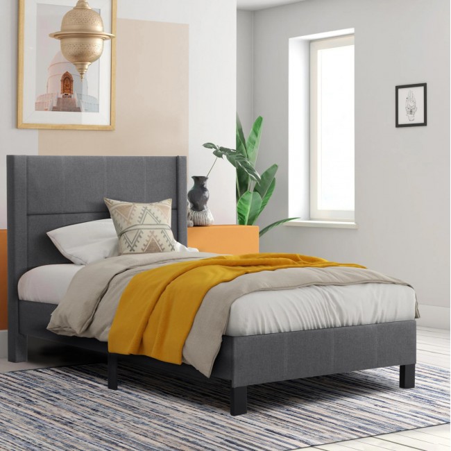 Κρεβάτι ημίδιπλο "TRILLOP" από ύφασμα σε χρώμα γκρι 120x200