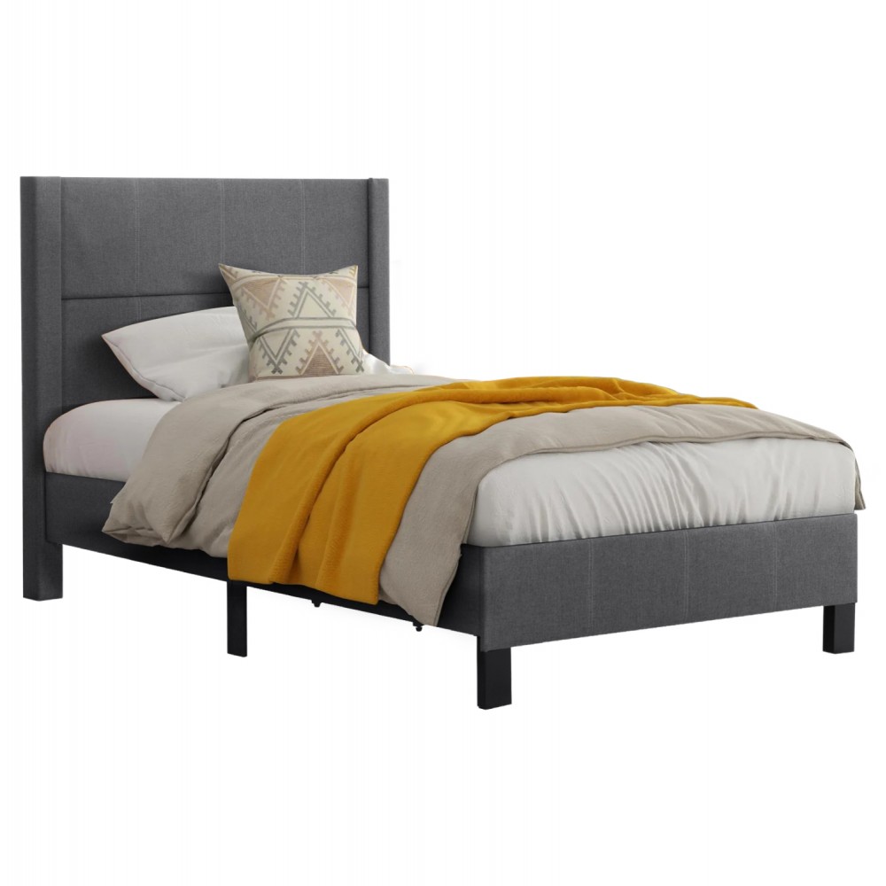 Κρεβάτι ημίδιπλο "TRILLOP" από ύφασμα σε χρώμα γκρι 120x200