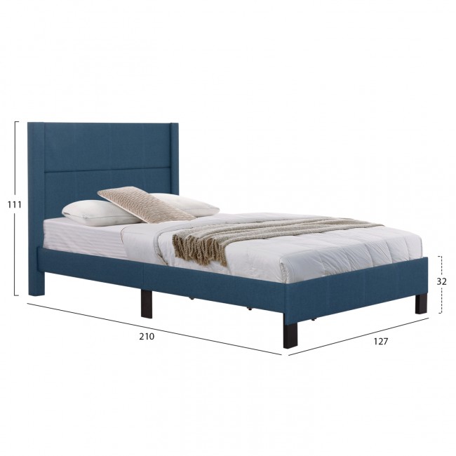 Κρεβάτι ημίδιπλο "TRILLOP" από ύφασμα σε χρώμα μπλε 120x200