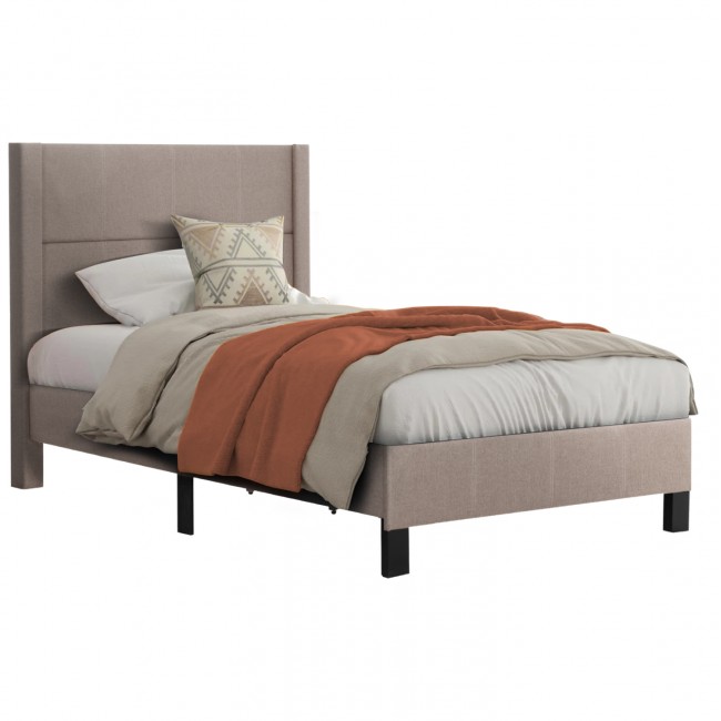 Κρεβάτι ημίδιπλο "TRILLOP" από ύφασμα σε χρώμα μπεζ 120x200