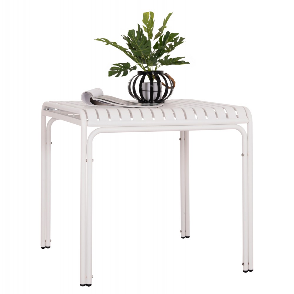 Τραπέζι "RACHEL" από αλουμίνιο σε χρώμα λευκό 80x80x75