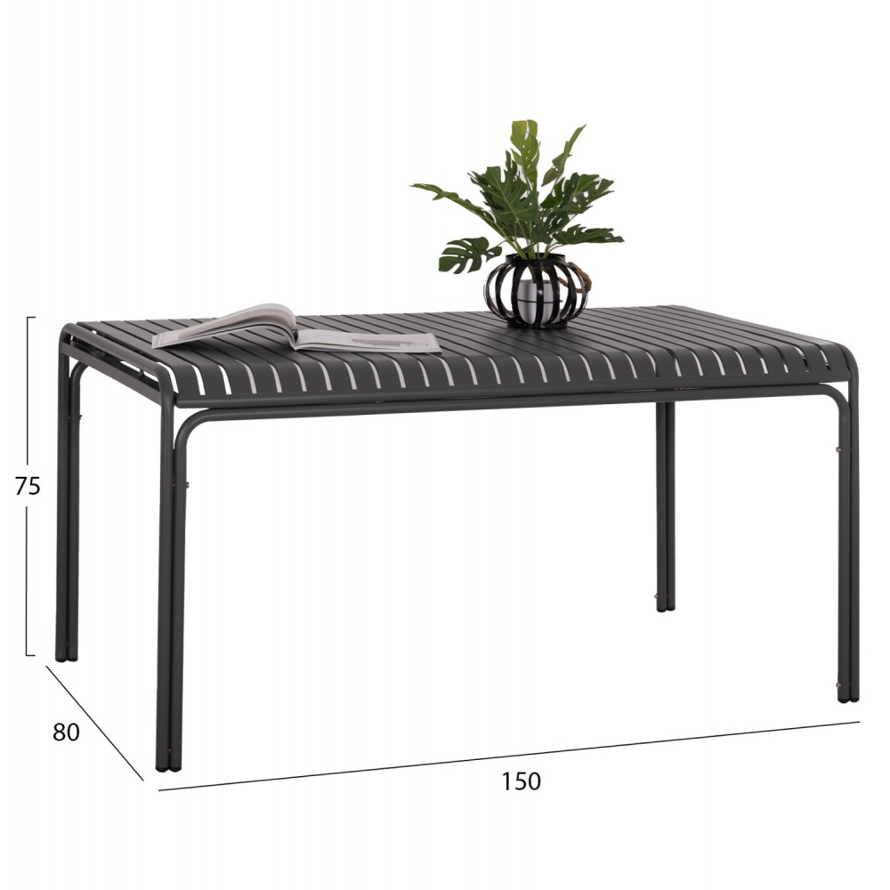 Τραπέζι "RACHEL" από αλουμίνιο σε χρώμα γκρι 150x80x75