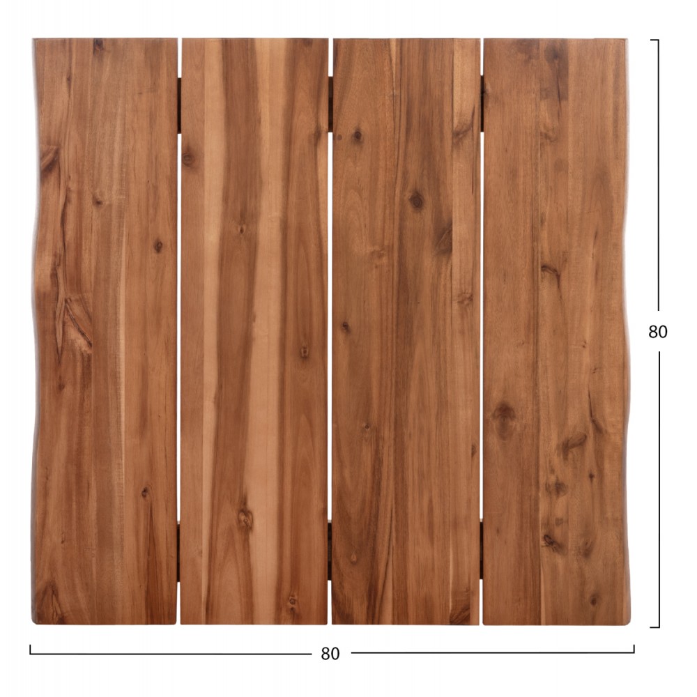 Επιφάνεια τραπεζιού τετράγωνη από μασίφ ξύλο ακακίας σε χρώμα φυσικό 80x80x3.5