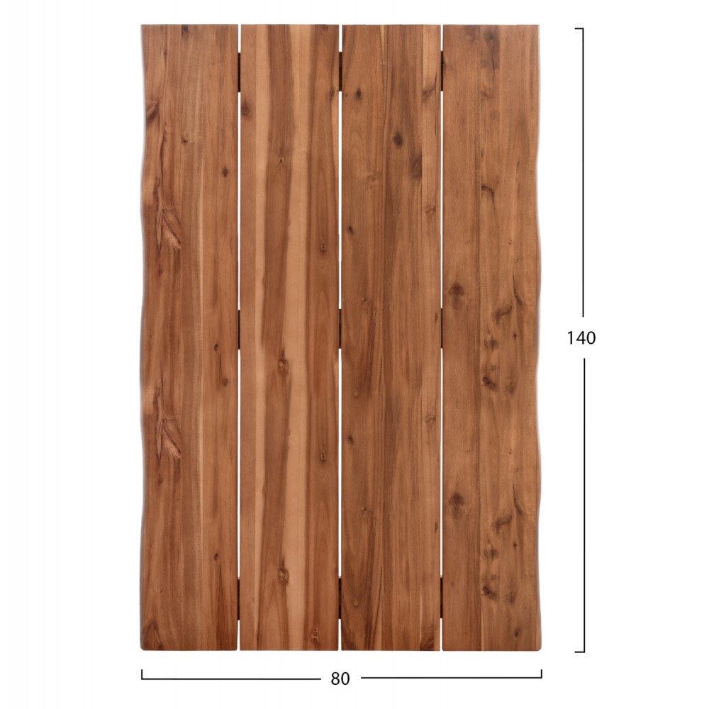 Επιφάνεια τραπεζιού ορθογώνια από μασίφ ξύλο ακακίας σε χρώμα φυσικό 140x80x3.5