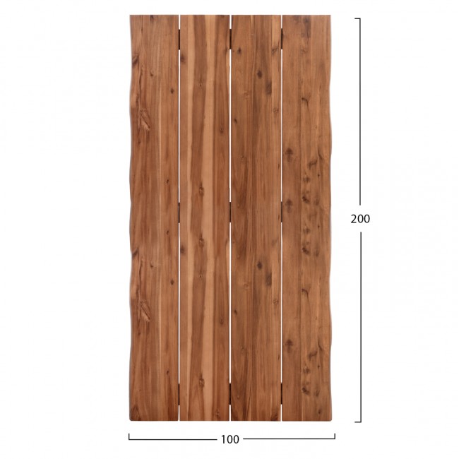 Επιφάνεια τραπεζιού ορθογώνια από μασίφ ξύλο ακακίας σε χρώμα φυσικό 200x100x3.5