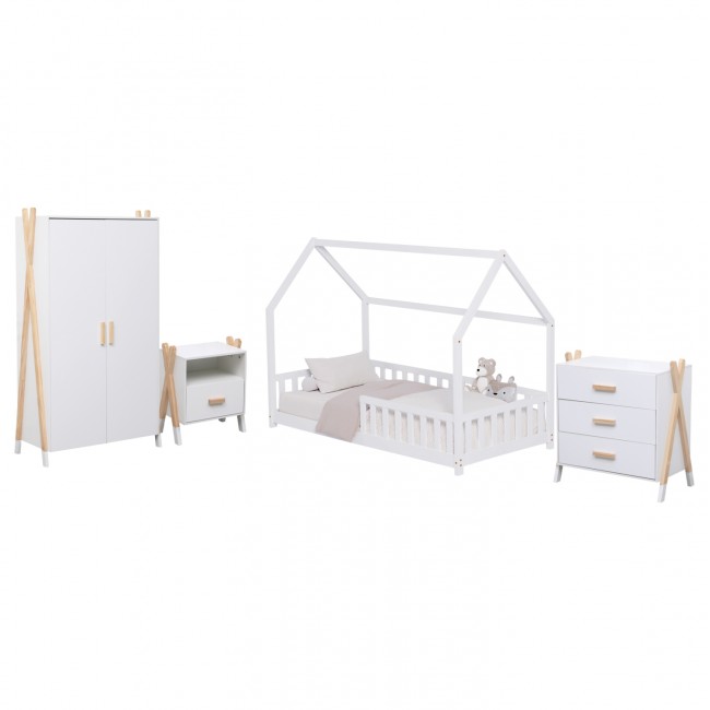 Σετ παιδικού δωματίου "PASCHAL" από ξύλο 4τμχ σε χρώμα λευκό/φυσικό