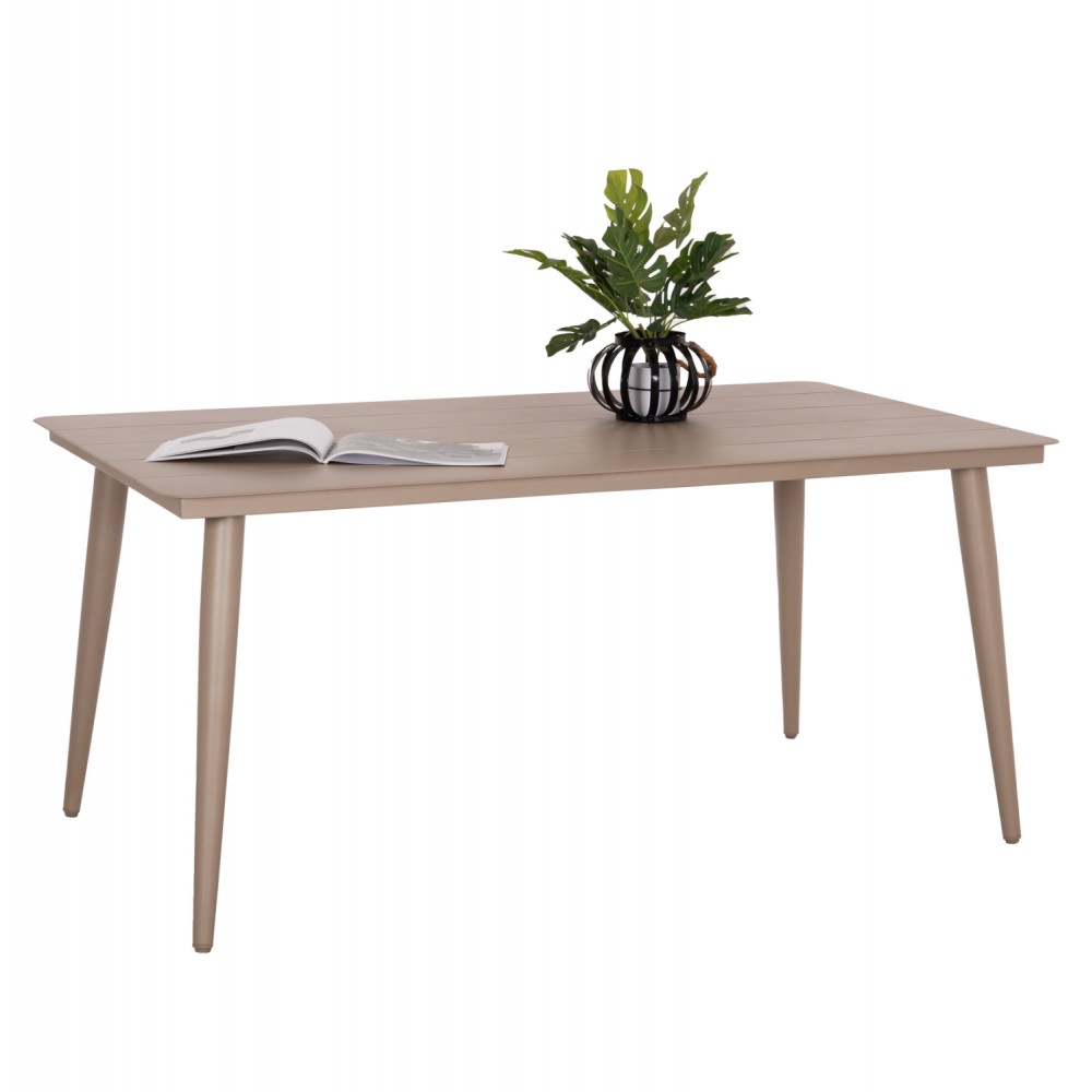 Τραπέζι εξωτερικού χώρου "HIGER" από αλουμίνιο σε χρώμα καπουτσίνο 160x90x78