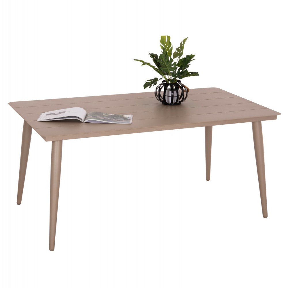 Τραπέζι εξωτερικού χώρου "HIGER" από αλουμίνιο σε χρώμα καπουτσίνο 160x90x78