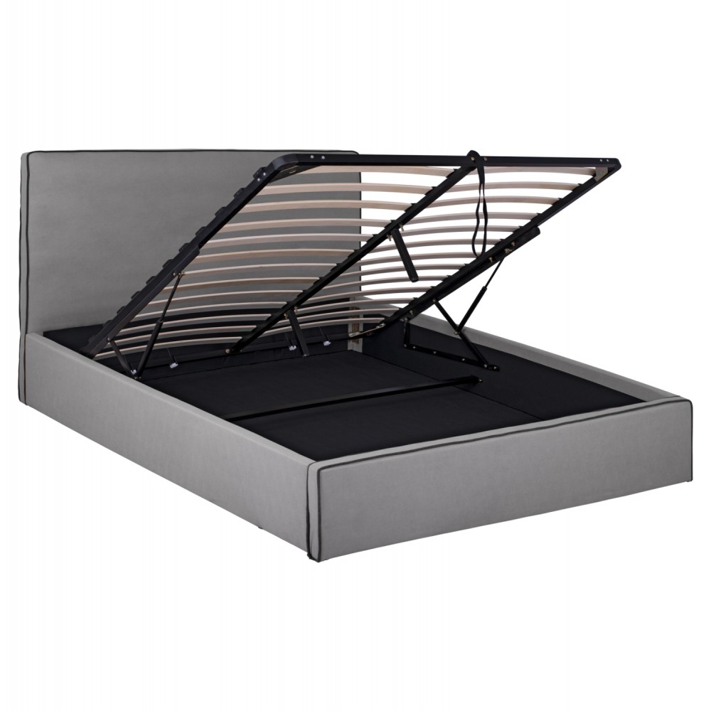 Κρεβάτι διπλό με στρώμα "ALLIE" με αποθηκευτικό χώρο από ύφασμα σε χρώμα γκρι 160x200