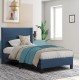 Κρεβάτι ημίδιπλο με στρώμα "TRILLOP" από ύφασμα σε χρώμα μπλε 120x200