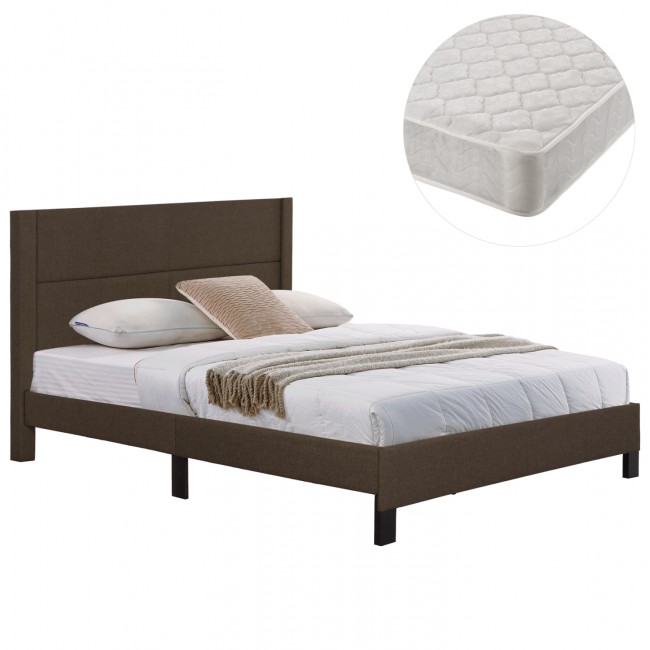 Κρεβάτι διπλό "TRILLOP" με στρώμα από ύφασμα σε χρώμα καφέ 160x200