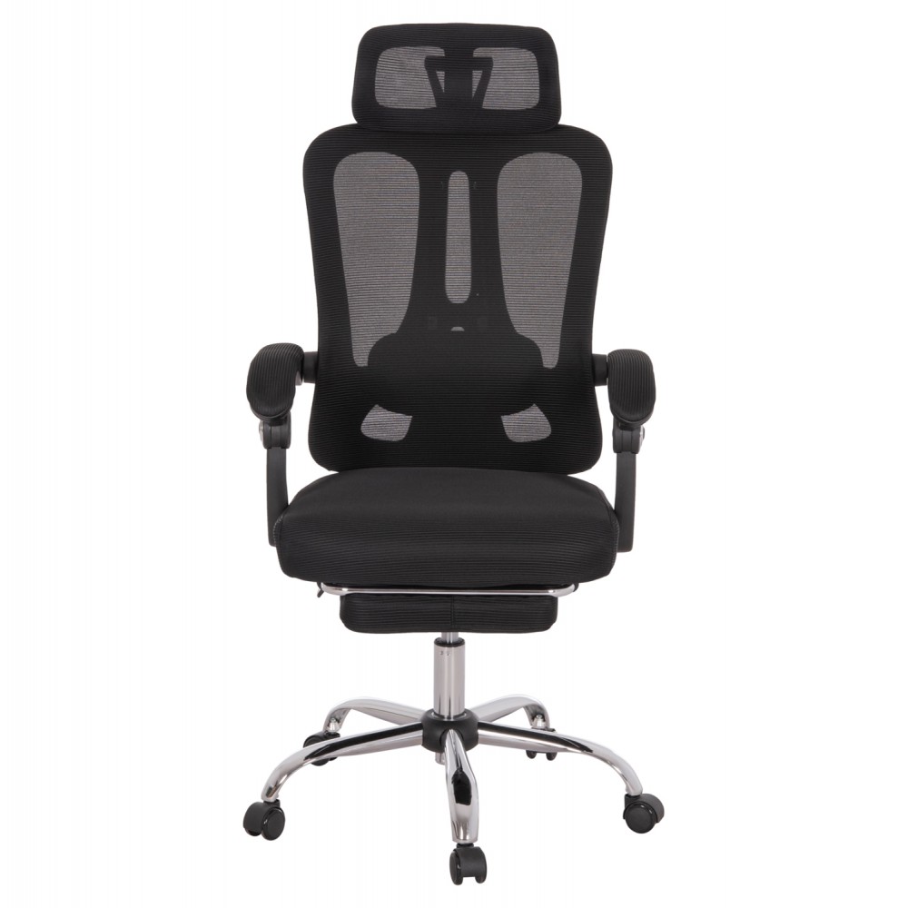 Πολυθρόνα γραφείου "BARNET" από ύφασμα mesh/μέταλλο/nylon σε χρώμα μαύρο/χρωμίου 61x62x123