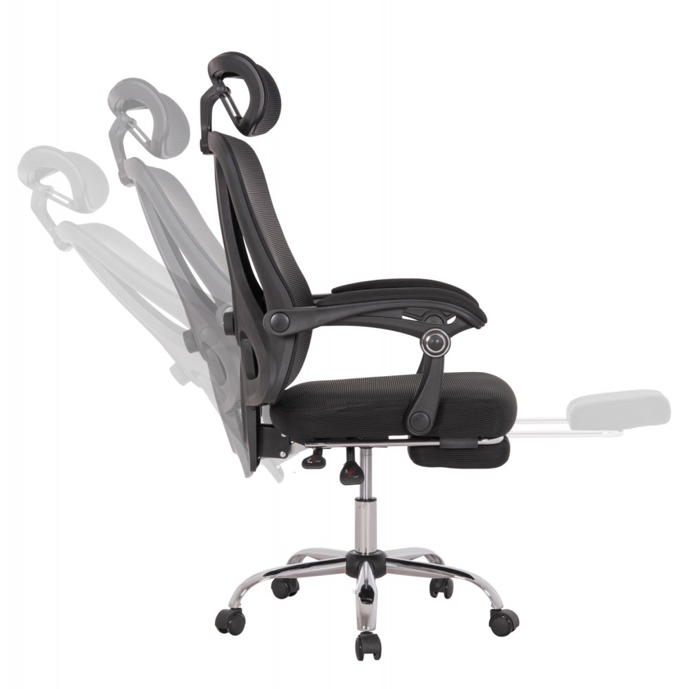 Πολυθρόνα γραφείου "BARNET" από ύφασμα mesh/μέταλλο/nylon σε χρώμα μαύρο/χρωμίου 61x62x123