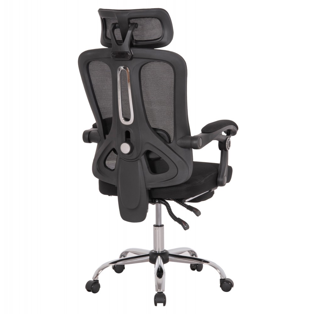 Πολυθρόνα γραφείου "BARNET" από ύφασμα mesh/μέταλλο/nylon σε χρώμα μαύρο/χρωμίου 61x62x123