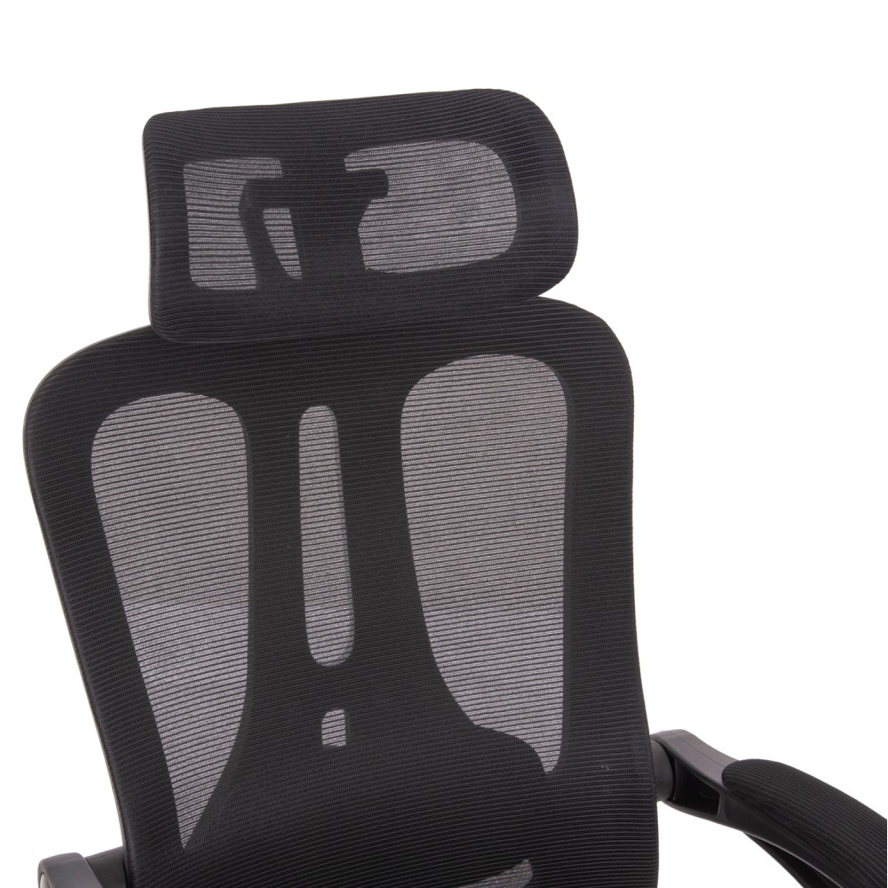 Πολυθρόνα γραφείου "BARNET" από ύφασμα mesh/μέταλλο/nylon σε χρώμα μαύρο/χρωμίου 61x62x123