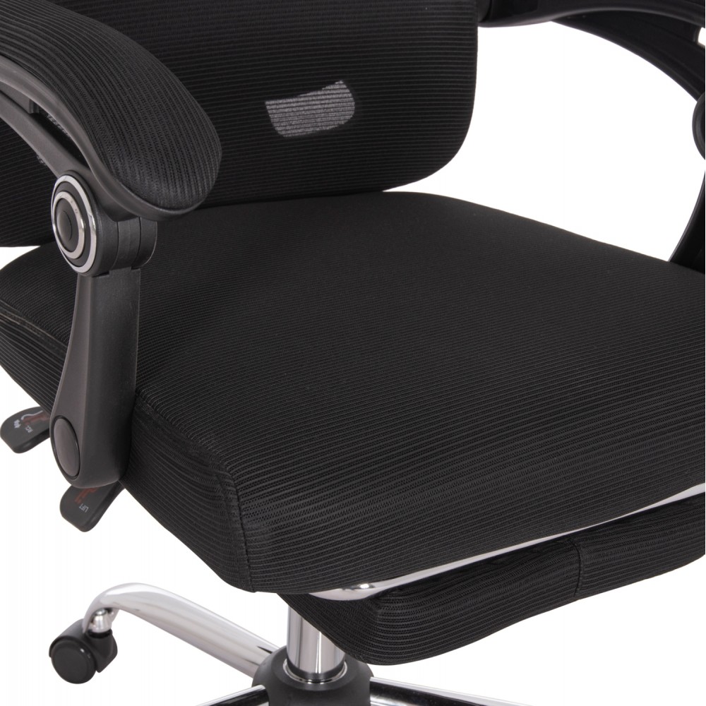 Πολυθρόνα γραφείου "BARNET" από ύφασμα mesh/μέταλλο/nylon σε χρώμα μαύρο/χρωμίου 61x62x123