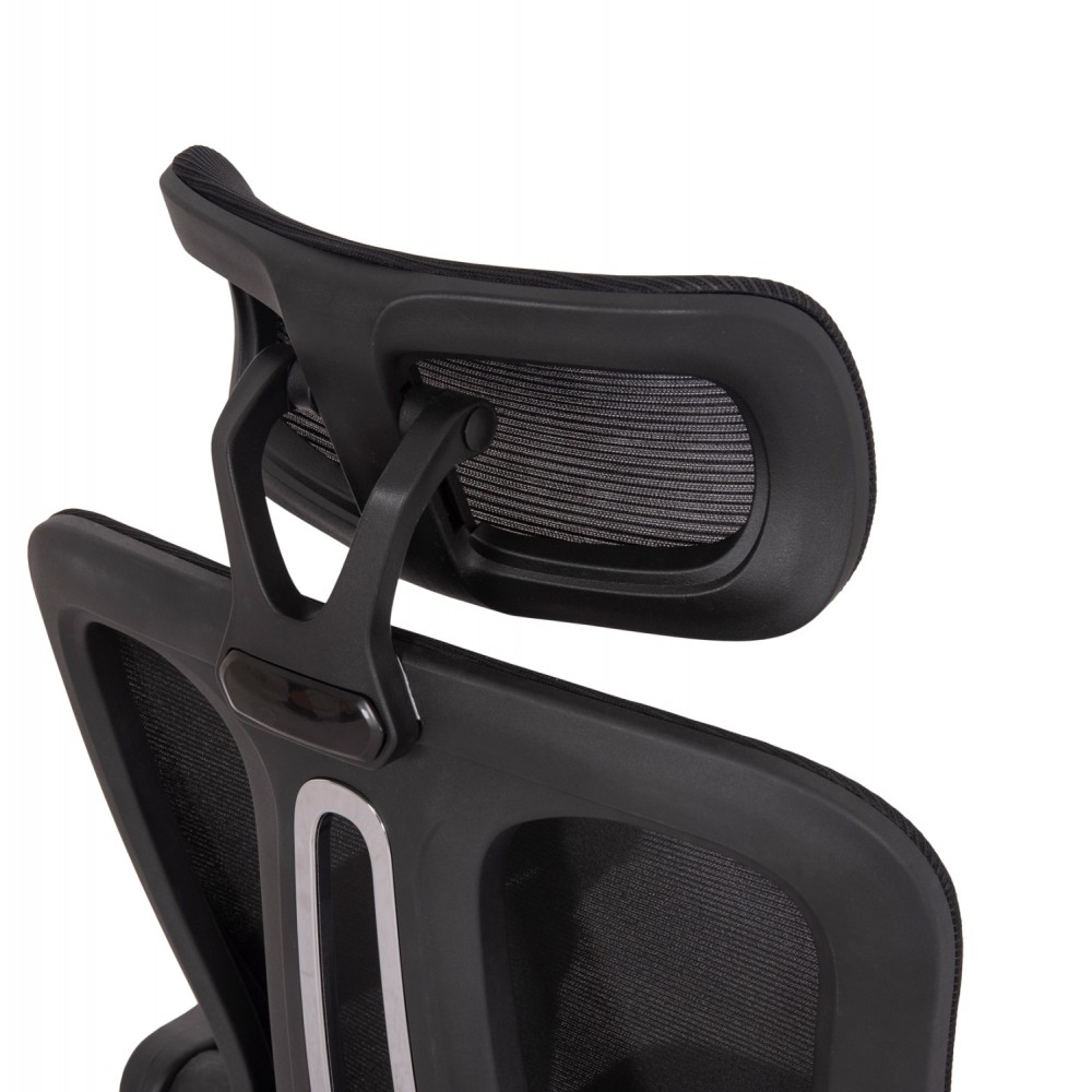 Πολυθρόνα γραφείου "BARNET" από ύφασμα mesh/μέταλλο/nylon σε χρώμα μαύρο/χρωμίου 61x62x123