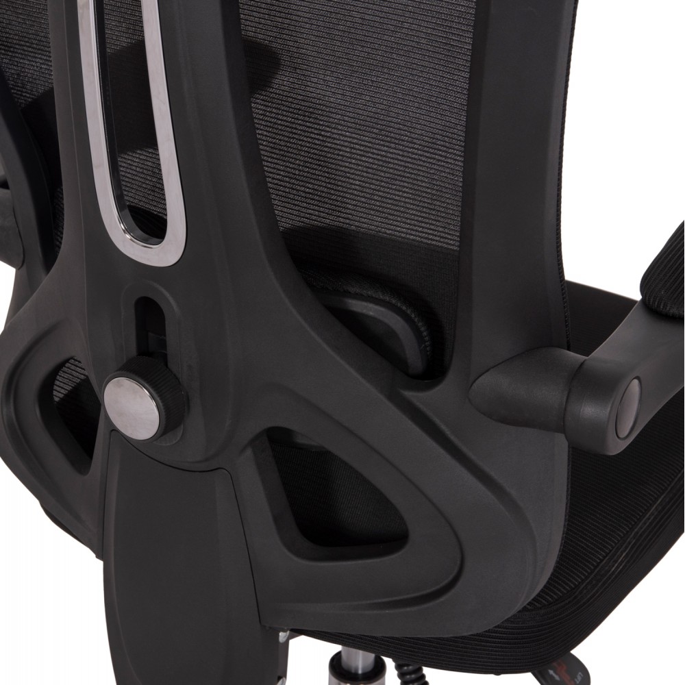 Πολυθρόνα γραφείου "BARNET" από ύφασμα mesh/μέταλλο/nylon σε χρώμα μαύρο/χρωμίου 61x62x123