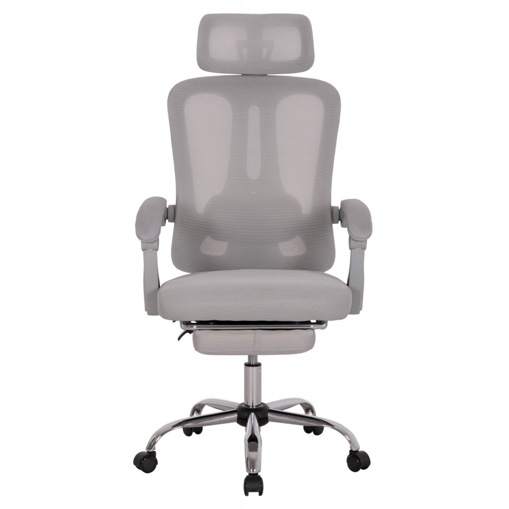 Πολυθρόνα γραφείου "BARNET" από ύφασμα mesh/μέταλλο/nylon σε χρώμα γκρι/χρωμίου 61x62x123