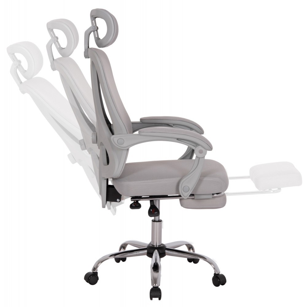 Πολυθρόνα γραφείου "BARNET" από ύφασμα mesh/μέταλλο/nylon σε χρώμα γκρι/χρωμίου 61x62x123