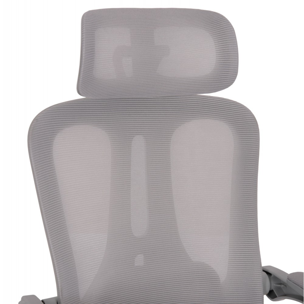 Πολυθρόνα γραφείου "BARNET" από ύφασμα mesh/μέταλλο/nylon σε χρώμα γκρι/χρωμίου 61x62x123