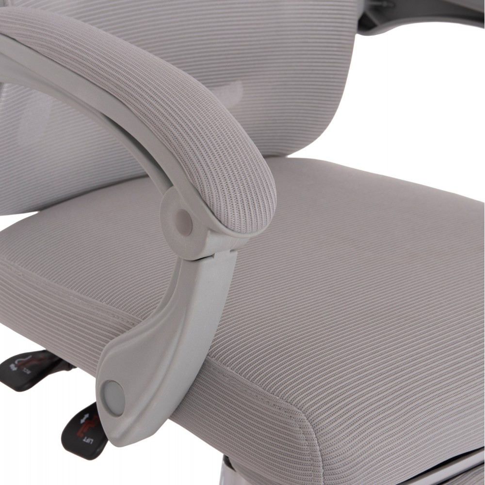 Πολυθρόνα γραφείου "BARNET" από ύφασμα mesh/μέταλλο/nylon σε χρώμα γκρι/χρωμίου 61x62x123