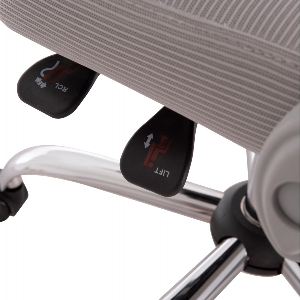 Πολυθρόνα γραφείου "BARNET" από ύφασμα mesh/μέταλλο/nylon σε χρώμα γκρι/χρωμίου 61x62x123