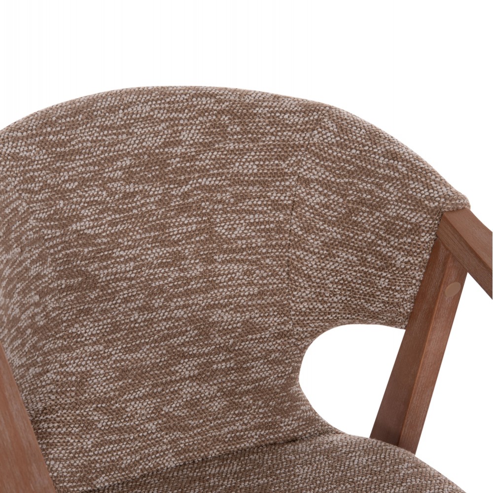 Πολυθρόνα τραπεζαρίας ''YEGER'' από ξύλο/ύφασμα σε χρώμα whitewash/καφέ 59x58x78