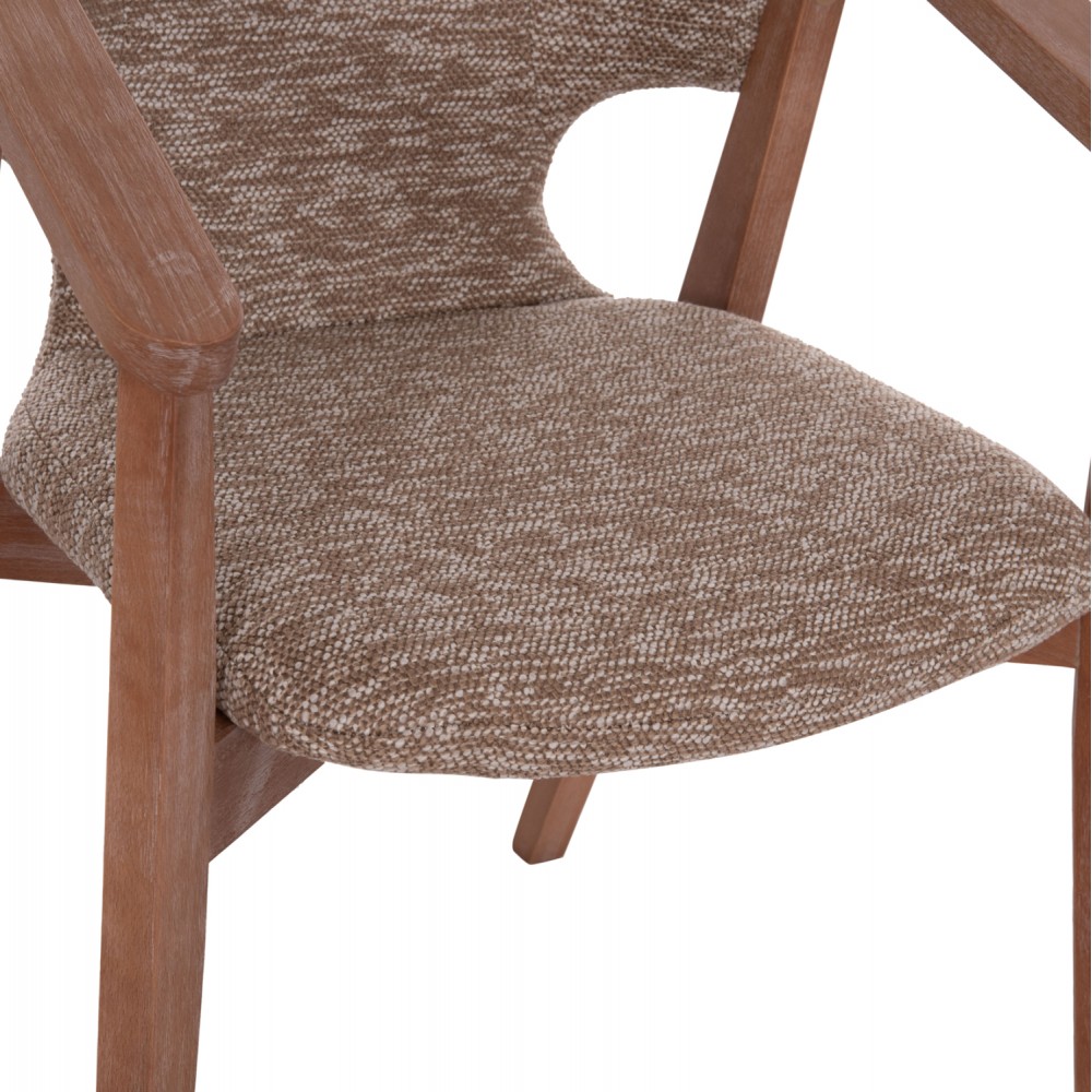 Πολυθρόνα τραπεζαρίας ''YEGER'' από ξύλο/ύφασμα σε χρώμα whitewash/καφέ 59x58x78