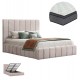 Κρεβάτι διπλό "REMO" με στρώμα και αποθηκευτικό χώρο από ύφασμα μπουκλέ σε χρώμα μπεζ 160x200