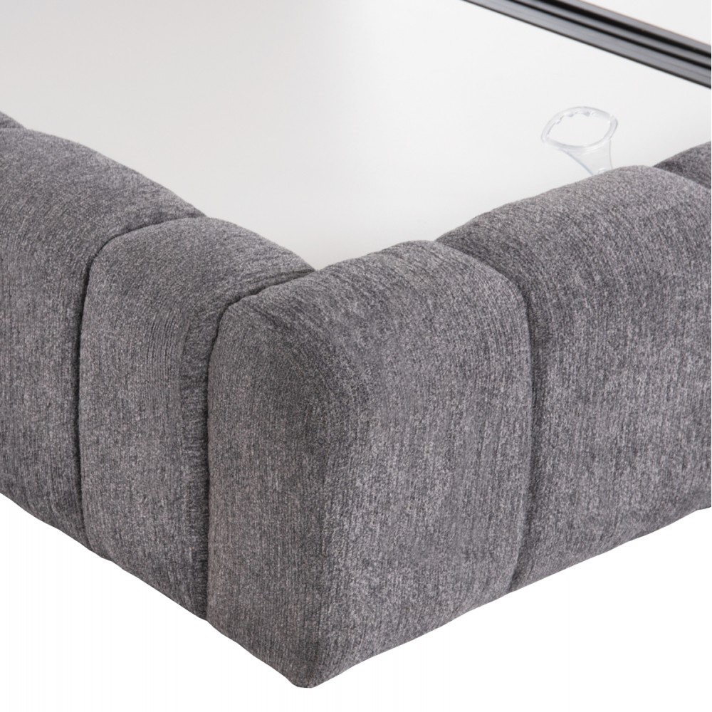 Κρεβάτι διπλό "RAMON" με στρώμα και αποθηκευτικό χώρο από ύφασμα μπουκλέ σε χρώμα γκρι 160x200