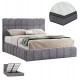 Κρεβάτι διπλό "RAMON" με στρώμα και αποθηκευτικό χώρο από ύφασμα μπουκλέ σε χρώμα γκρι 160x200