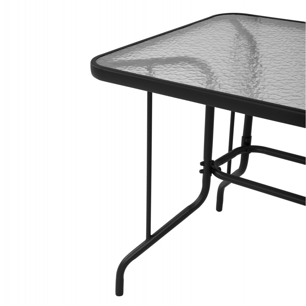 Σετ τραπεζαρία "ADAM" 5τμχ από μέταλλο/αλουμίνιο/rattan σε χρώμα ανθρακί/μπεζ 120x70x71