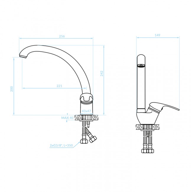 Μπαταρία κουζίνας πάγκου μεσαίου ύψους σε χρώμα μπεζ 25.6x14.9x24.2